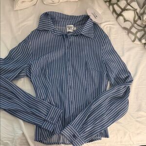 Princess Polly Blue Striped Women's button up